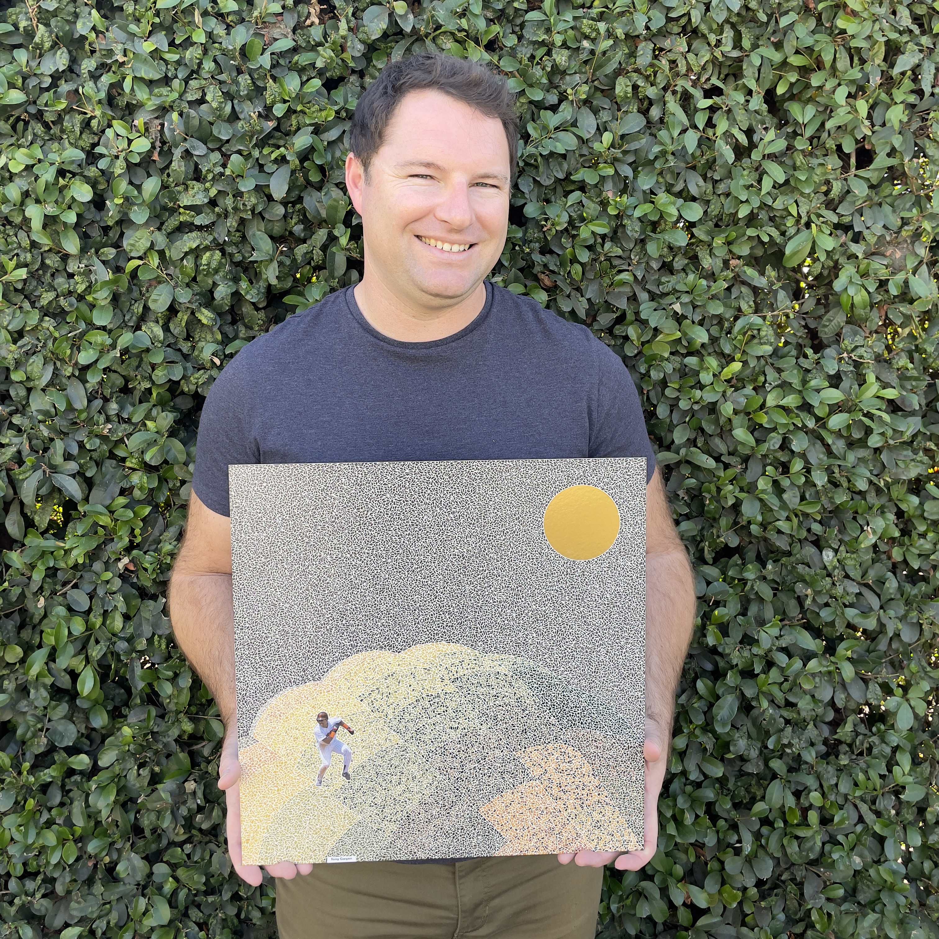 David with his sticker mosaic artwork